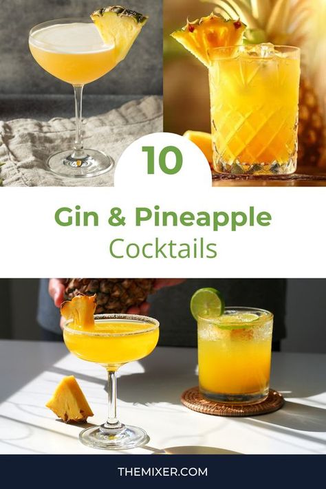 🍍🍹 The tantalizing blend of gin and pineapple juice delivers a burst of tangy flavor with every sip. These tropical cocktails will transport you to a sunny beach paradise, no matter where you are. Pineapple Cocktail Recipes, Pineapple Cocktails, Coffee Tequila, Spiced Rum Cocktails, Soju Cocktail, Ginger Beer Cocktail, Tropical Cocktails, Desserts In A Glass, Pineapple Cocktail