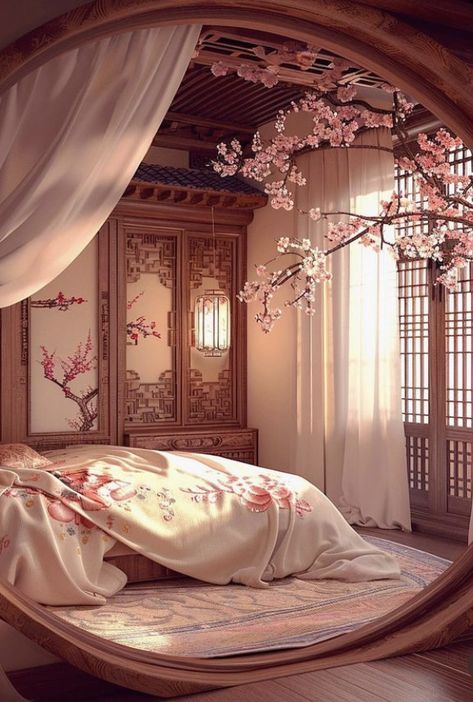 Chinese Royal Bedroom, Chinese Mansion Interior, Chinese Bedroom Ideas, Ancient Chinese Room, Chinese Interior Design Traditional, Asian Bedroom Ideas, Blue Library, Chinese Bedroom, Chinese Interior Design