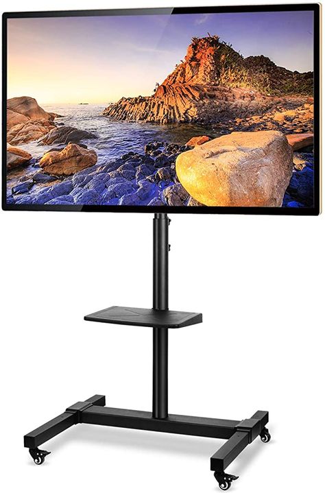 Adjustable Tv Stand, Tv Rolling Stand, Movable Tv Stand, Tv With Stand, Tv Stand With Wheels, Portable Tv Stand, Standing Tv, Laptop Shelf, Rolling Tv Stand