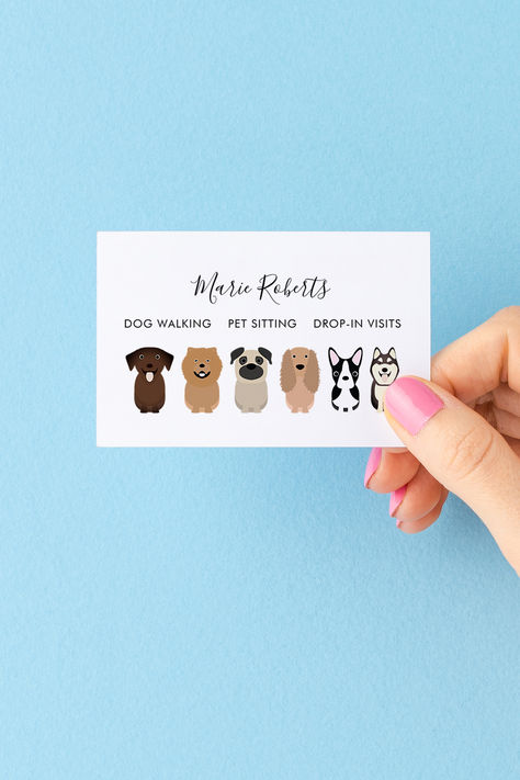 Custom Business Cards for Pet Care Providers. These are Perfect for Promoting Either your Rover Side Hustle or Full time Dog Walking Business. Featuring Images of Adorable Dogs. Dog Business Cards, Pet Business Card, Dog Walking Business Names, Pet Shop Business Card, Dog Business Cards Design, Dog Walking Business Cards Ideas, Dog Walking Business Flyers, Dog Training Business Cards, Dog Walker Flyer