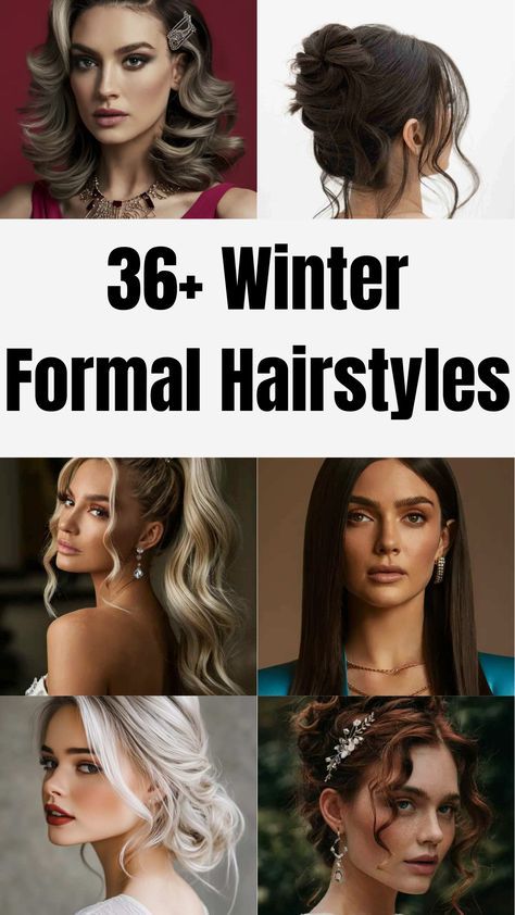 Layered Hair Formal Style, Holiday Ball Hairstyles, Winter Bridesmaids Hairstyles, Long Hairstyles For Formal Events Easy, Event Hairstyles For Fine Hair, Formal Hair For Open Back Dress, Hair For Semi Formal, Wedding Hairstyles For V Neck Dress, Prom Hairstyles Rhinestones