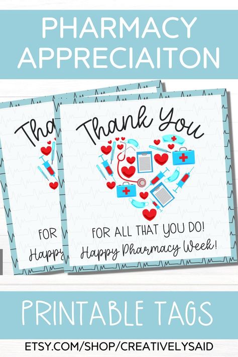 Happy Pharmacy Week! Show appreciation for pharmacists, pharmacy techs, staff, customers, and more with our printable Happy Pharmacy week tags! Easy to purchase, download, and print, you can have this instant download shortly after purchase and can start printing at home. Pharmacy Tech, Pharmacist Gift, Show Appreciation, Pharmacist, Printable Tags, Gift Tags Printable, Pharmacy, Printable Gift, Im Happy