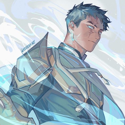 Tec is a natural disaster on Twitter: "Some Yu Hai painting practice for funsies… " Blue Haired Male Character, Blue Hair Male Character Design, Water Oc Male, Yu Hai, Painting Practice, Oc Design, Natural Disaster, Happy Cartoon, Dnd Art