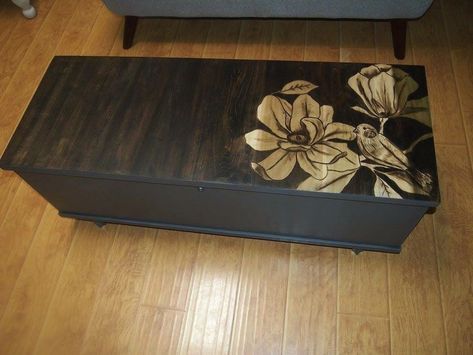 Cedar Chest Redo... Old Cedar Chest Ideas, Storage Chest Makeover, Upcycled Cedar Chest, Refinished Cedar Chest Ideas, Redoing An Old Cedar Chest, Refinish Cedar Chest, Ceder Chest Makeover Diy, Cedar Chest Blanket On Top, Painted Wooden Blanket Chest