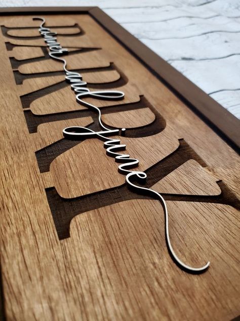 Laser cut files templates Laser Decor, Last Name Decor, Laser Products, Wood Laser Ideas, Laser Crafts, Name Decor, Laser Cut Ideas, Laser Cut Wood Crafts, Cnc Ideas