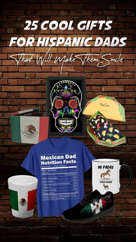 If you want your dad to feel proud of you, buying him an awesome gift is a great way to show it. When it comes to gifts for Hispanic dads, pay attention to the things he loves and be sure that the item you buy reflects his personality and how much he loves being a father. Let’s take a look at the article here for more inspiration of gifts for Hispanic dads you can give on every occasion. Gifts For Mexican Dads, Being A Father, Chirstmas Gift, Flask Gift, Happy Socks, A Father, Flag Design, Proud Of You, Creative Gifts