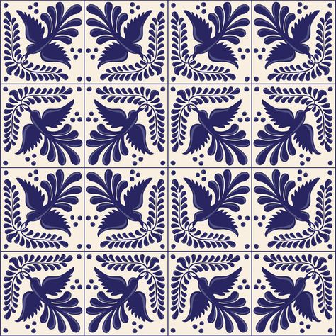 Mexican Talavera With Blue Birds Pattern by Akbaly Shower Curtain by Akbaly | Society6 Traditional Mexican Pattern, Mexican Floral Pattern, Mexican Motifs, Talavera Pattern, Mexican Pattern, Mexican Talavera Tile, Birds Pattern, Traditional Tile, Talavera Tiles