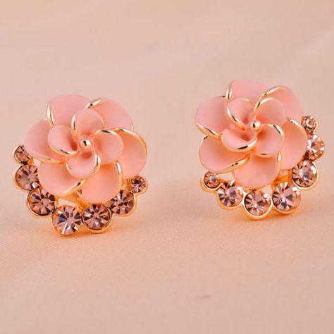 Rhinestone Earrings Studs, Fashion Earrings Studs, Bar Stud Earrings, Fancy Jewellery, Earrings Stud, Pretty Earrings, Girly Jewelry, Online Earrings, Rhinestone Earrings