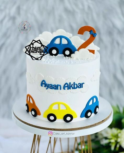 Baby Boy Cake Design, Birthday Cake For 2 Year Boy, Car Cake Design For Boys, Car Cake Designs For Kids, Car Cakes For Men, Cars Cake Design, Dedication Cake, Cake Designs For Boy, Cake Designs For Kids