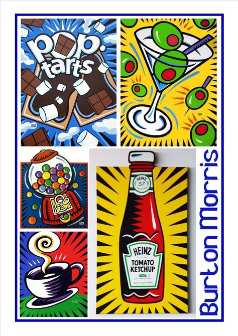 Pop Art High School Art Project, Pop Art 3d Projects, Burton Morris Pop Art Lesson, Middle School Pop Art, Pop Art High School, Pop Art Projects High School, Pop Art Middle School Projects, Burton Morris Pop Art, Pop Art Printmaking