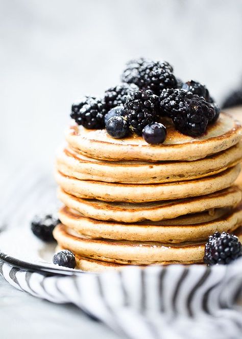 Whole Wheat Pancakes | Skinnytaste Wheat Pancake Recipe, Pancakes Ideas, Oat Flour Pancakes, Egg White Protein, Whole Wheat Pancakes, Wheat Pancakes, No Flour Pancakes, Savory Cakes, Skinnytaste Recipes