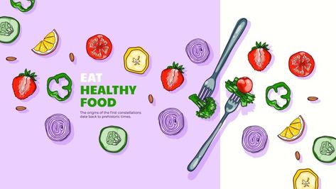 Hand-drawn Eat Health Food Nutritionist YouTube Banner Food Doctor, Food Template, Youtube Banner Template, Youtube Banner, Youtube Banners, Business Card Template Design, Food Illustrations, Background Banner, Healthy Foods To Eat