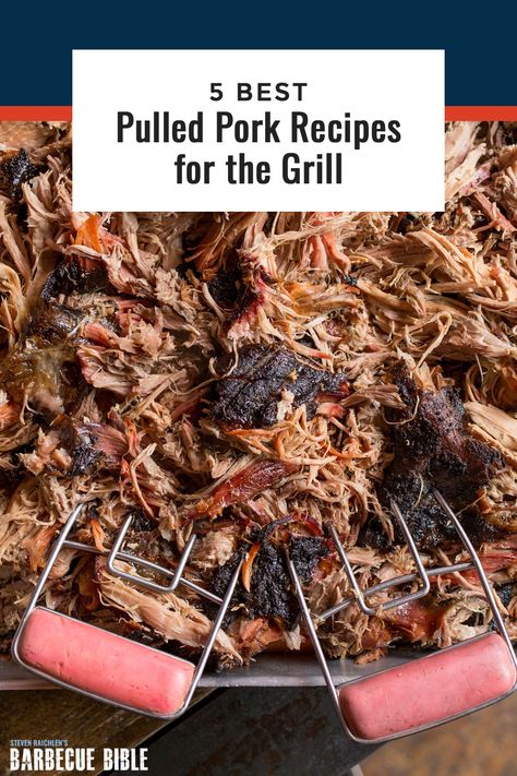 5 Best Pulled Pork Recipes for the Grill - Our favorite pulled pork recipes, from Carolina-style pulled pork to Steven Raichlen’s cochinita pibil. #pulledpork #pork #bbq #barbecue #grilling Pulled Pork On The Grill, North Carolina Pulled Pork, Carolina Style Pulled Pork, Best Pulled Pork Recipe, Recipes For The Grill, Pork Picnic, Best Pulled Pork, Carolina Pulled Pork, Tailgate Recipes