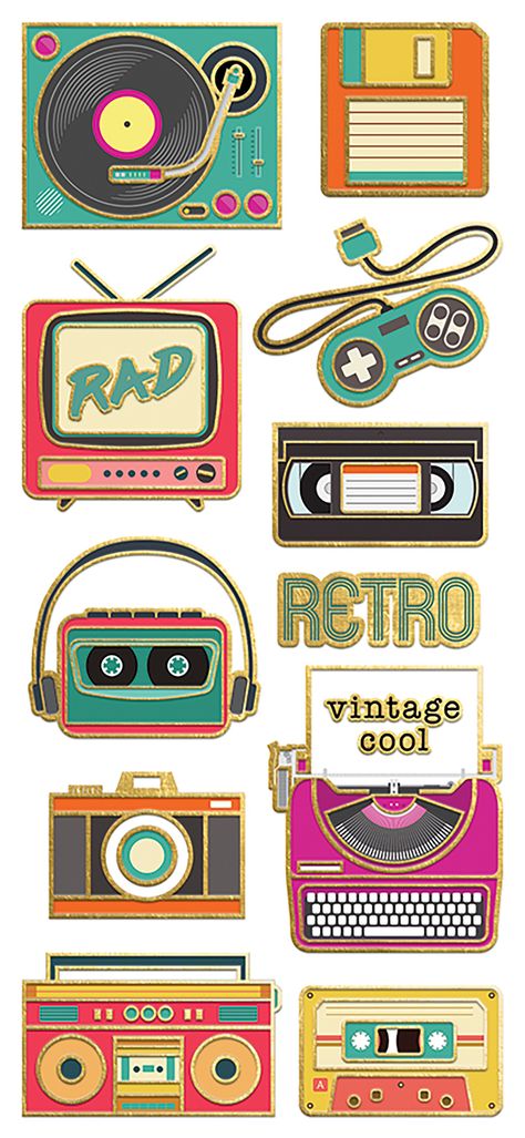 Old Stickers, Retro Electronics, Trendy Stickers, Boys Sticker, Paper House, Tumblr Stickers, Sticker Template, Beautiful Stickers, Picture Collage