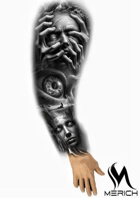 Traditional Horror Tattoo Sleeve, Horror Tattoo Sleeve, Traditional Horror Tattoo, American Traditional Tattoo Ideas, Traditional Tattoo Ideas, Chicano Style Tattoo, Realistic Tattoo, American Tattoos, Horror Tattoo