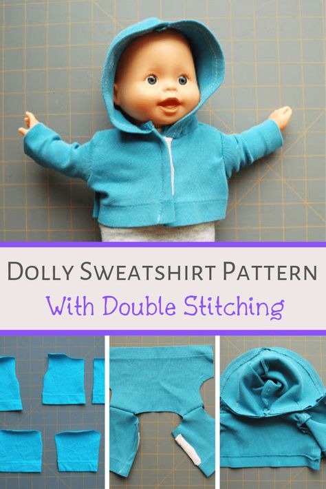 Babydoll Clothes, Sweatshirt Pattern, Baby Alive Doll Clothes, Baby Doll Clothes Patterns, Doll Patterns Free, Dolls Clothes Diy, Sewing Doll Clothes, Hoodie Pattern, Clothing Patterns Free