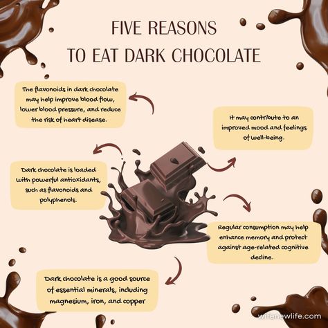 The holiday season is the perfect time to indulge in our favorite treats, especially chocolate! If you want to satisfy your cravings while being mindful of your health, you might try some dark chocolate. 🖤✨ Unlike milk chocolate, dark chocolate contains a higher proportion of cacao, which is packed with antioxidants and nutrients that are beneficial for your body. Additionally, it typically has less sugar and fewer additives, making it a healthier option overall. #HolidaySeasonTips Chocolate History, Benefits Of Chocolate, Dark Chocolate Brands, Breast Sizes Chart, Dark Chocolate Benefits, Healthy Hot Chocolate, Chocolate Benefits, Healthy Dessert Recipes Easy, Healthy Hacks