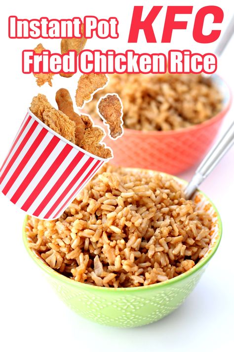 Instant Pot Fried Chicken Rice--you may have seen Japan's rice cooker hack of adding a piece of KFC fried chicken in with your rice for lots of fried chicken flavor. Now you can make this viral sensation in your Instant Pot. #instantpot Kfc Rice, Chicken Fried Rice In Rice Cooker, Chicken Fried Rice Recipe Instant Pot, Insta Pot Chicken Fried Rice Recipe, Instapot Fried Rice Easy, Hainese Chicken Rice Recipe Instant Pot, Filling Dinner, Healthy Instant Pot Recipes, Best Instant Pot Recipe