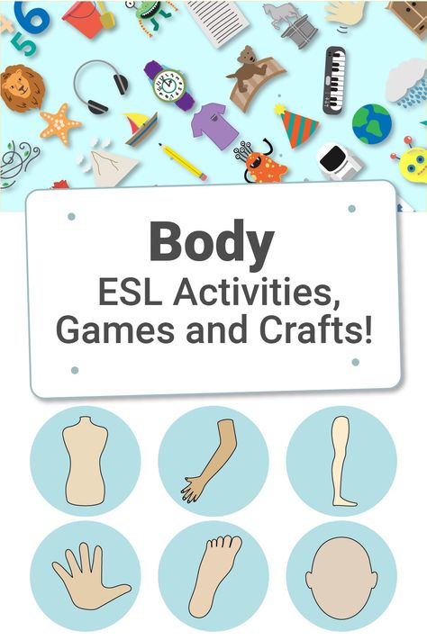 ESL parts of the body games, activities, and crafts for children Parts Of The Body For Kids Activities, Parts Of The Body Worksheet, Esl Crafts, Craftivity Kindergarten, Body Parts Worksheet, Esl Vocabulary Games, Body Parts In Spanish, Vocabulary Games For Kids, English Language Activities