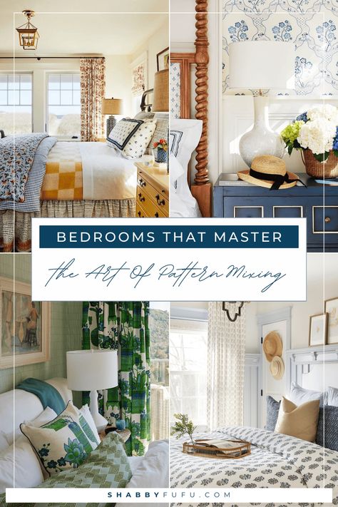 Discover Pattern Mixing In Bedrooms That Master the Art! Mixing Patterns Bedroom, Mixing Patterns, Tropical Bedrooms, Large Scale Floral, Bold Wallpaper, Wall Trim, Pretty Bedroom, Pattern Play, Neutral Palette