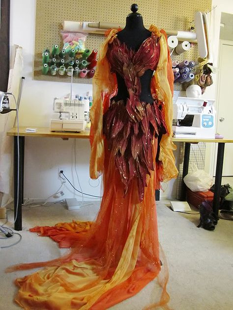 Fire Dragoon and Zelda Project Flame Outfit, Autumn Court, Fire Fashion, Phoenix Costume, Fire Costume, Firefly Path, Fire Elemental, Fire Dress, Fire Outfits