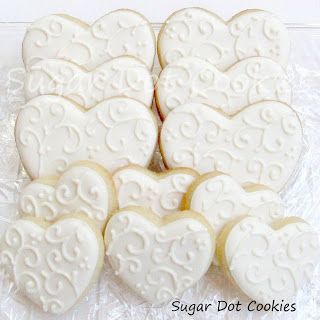 Sugar Dot Cookies: White on White Wedding Sugar Cookies with Royal Icing Wedding Sugar Cookies, Decorative Desserts, Wedding Cookies Decorated, Wedding Shower Cookies, Anniversary Cookies, Wedding Cake Cookies, Bridal Shower Cookies, Iced Sugar Cookies, Wedding Sweets