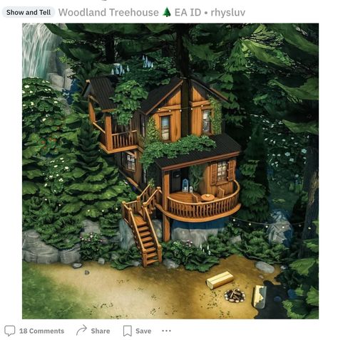 Lotes The Sims 4, Building A Treehouse, Woodland House, Sims 4 House Plans, Sims 4 House Building, Sims 4 House Design, Sims Building, Casas The Sims 4, Sims House Plans