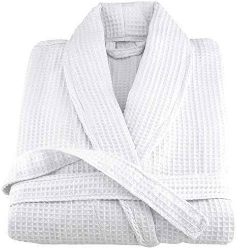 Amazon.com: OrganicTextiles Spa Bathrobe Waffle Weave, 100% GOTS Certified Organic Cotton, Soft & Absorbent, White, Women's Small: Gateway Monogram Robes, Special Birthday Gifts, Dressing Gown Robe, Classic Wardrobe Staples, Waffle Weave, Kimono Fashion, Wash Bags, Shawl Collar, Breathable Fabric