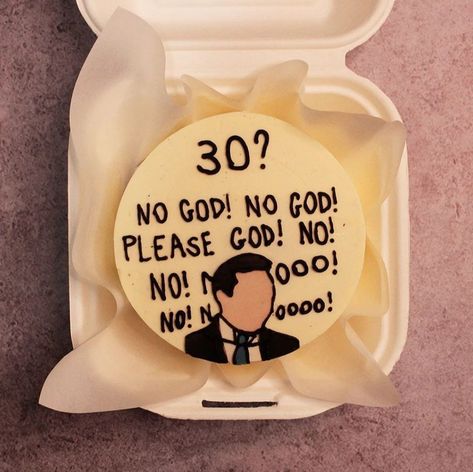 Funny Birthday Cake Ideas For Men, The Office Birthday Cake Ideas, Thirty Cake 30th Birthday, Bento Cake 30th Birthday, 30th Birthday Cake For Women Funny, The Office Cake Ideas, Cake Ideas For Husband Birthday, Funny Birthday Cakes For Adults, The Office Themed Cake