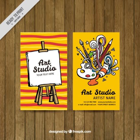 colorful art studio card Free Vector Colorful Art Studio, Card Drawing Ideas, Art Business Cards, Buisness Cards, Studio Cards, Graphic Design Business Card, Name Card Design, Artist Business Cards, Business Card Design Creative