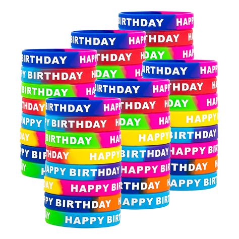 PRICES MAY VARY. EYE-CATCHING DESIGN - Happy birthday wristbands have 8 different styles, printed with happy birthday, splicing 2 colors, which can be seen clearly, colorful and funny to wear on hands. MATERIAL - These happy birthday rubber bracelets are made of silicone material, soft and comfortable to wear, durable to last for a long time. STRETCHY SIZE - These birthday wristbands each measure 2.56 inches in diameter and 0.5 inches in width. they can be well stretched according to your wrist Birthday Wristbands, Birthday Pencils, Teenager Party, Birthday Party Accessories, Classroom Birthday, Track Meet, Birthday Bracelet, Birthday Blessings, School Supply Labels