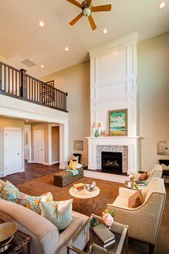 Two Story Fireplace, Tall Fireplace, Traditional Family Room, High Ceiling Living Room, Fireplace Remodel, Home Fireplace, Fireplace Makeover, Living Room Remodel, Fireplace Ideas