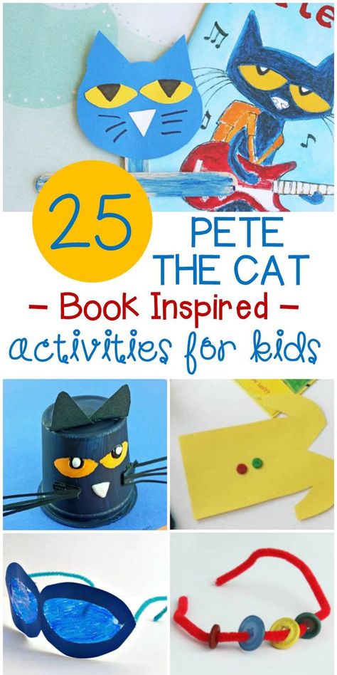 These Pete the Cat activities and crafts are great to pair with some of your favorite books and engage kids even more with their favorite cat character. Pete The Cat Activities, Pete The Cat Art, Books And Crafts, Cat Activities, Pete The Cats, Childrens Books Activities, Farm Animal Crafts, Cat Book, Cat Activity