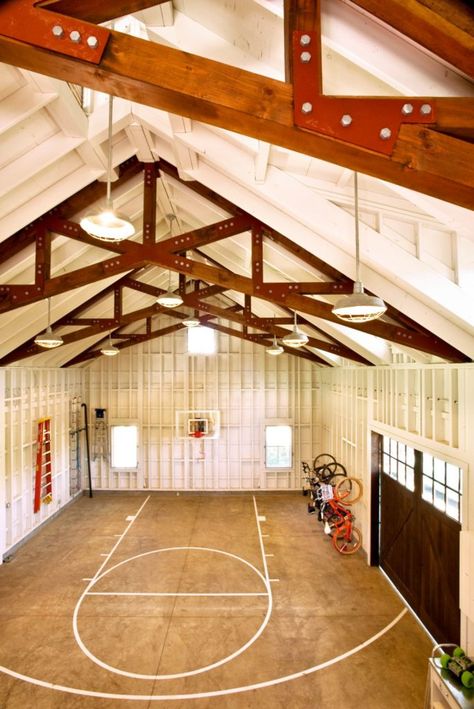 Wine Country Barn - Total Concepts Gym Decorating Ideas, Barn Gym, Home Basketball Court, Home Yoga Room, Home Gym Ideas, Farmhouse Garage, Workout Room Home, Carriage House Plans, Barn Renovation