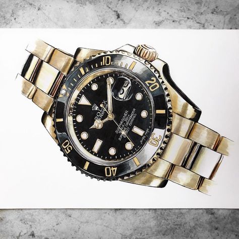 Rolex Watch Drawing, Watch Illustration, Observational Drawings, Watch Sketch, Watch Drawing, Rolex Submariner Date, Observational Drawing, Rolex Submariner No Date, Submariner Date