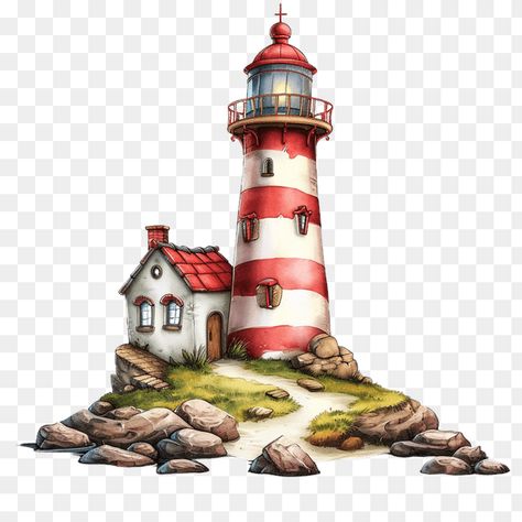 Watercolor lighthouse clipart Lighthouse Clipart Free Printable, Red And White Lighthouse, Lighthouse Clipart, Watercolor Lighthouse, Grinch Images, White Lighthouse, Cartoon Bat, Watercolor Mandala, Bat Flying