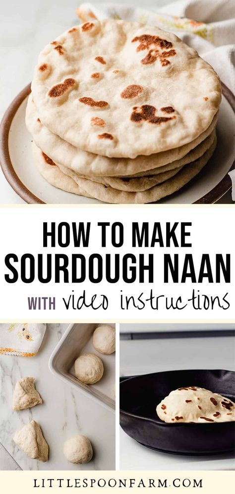 Sourdough Naan Recipe, Sourdough Naan Bread Recipe, Sourdough Naan, Pocket Sandwiches, Homemade Naan, Naan Flatbread, Recipe Using Sourdough Starter, Homemade Naan Bread, Recipes With Naan Bread