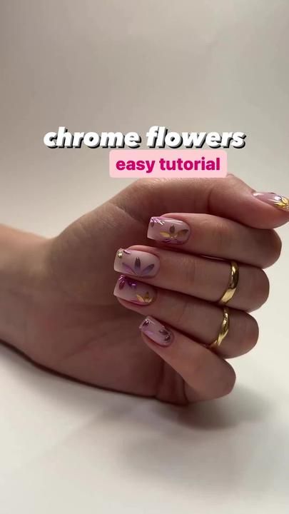 My client was amazed 💅🏻I that was the goal!! You can also keep the b... | chrome nails | TikTok Pink Chrome Nails, Chrome Nail Art, Chrome Nails Designs, Nail Designs Tutorial, Flower Nail Designs, Nail Designs Glitter, Sparkly Nails, Dip Powder, Floral Nails