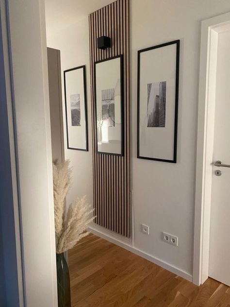 Wall Feature, Home Hall Design, Hall Design, Home Entrance Decor, Studio Apartment Decorating, Entrance Decor, Decor Home Living Room, Home Design Decor, Basement Ideas