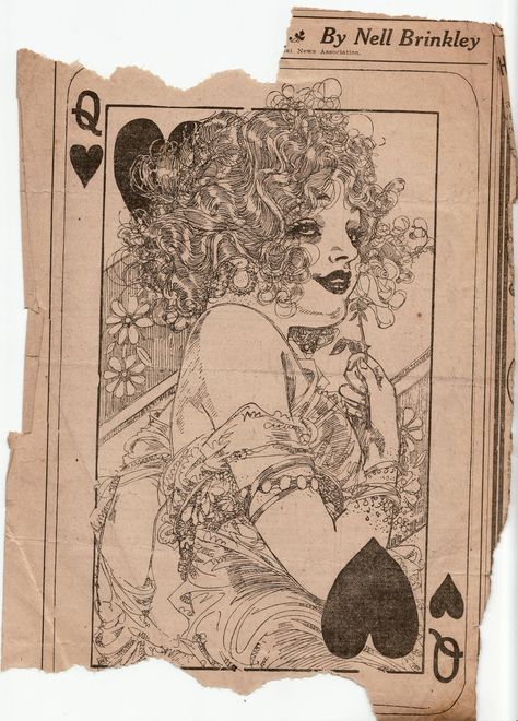 Nell Brinkley, illustrator for the Hearst newspapers from 1907 at age 22. Her characters and flapper girls were legendary. Nell Brinkley, October 21, Playing Card, Playing Cards, Art