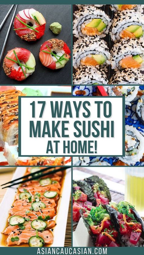 Shaggy Dog Sushi Recipe, Diy Sushi Party, Sushi Appetizers Ideas, Sushi Dips, Sushi Filling Ideas, Sushi For Beginners, Sushi Recipes For Beginners, Cooked Sushi Rolls, Making Sushi At Home