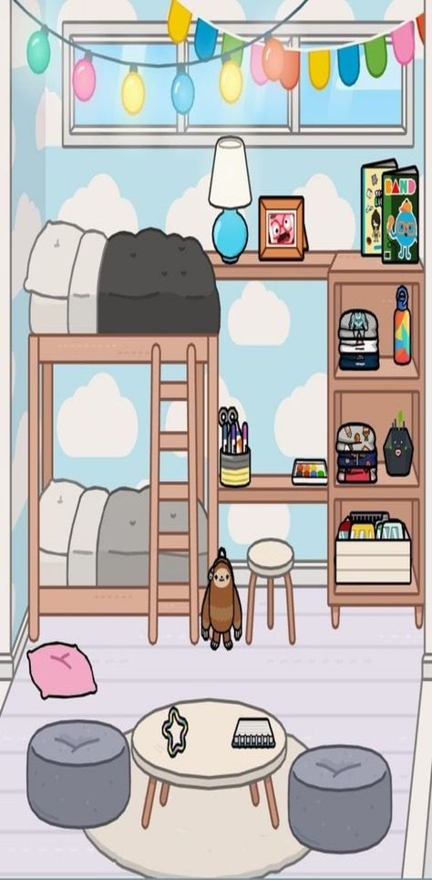 Toca Boca Room Ideas No Packs, Toca Boca Bunk Bed Ideas, Toca Life Free Bedroom Ideas, Bedroom Ideas Toca Boca Free, Toca Boca Room Ideas For Beginners, Toca Boca Room Free Ideas, Toca Boca Ideas Free Bedroom, Free Bedroom Ideas Toca Boca, Free House Design Toca Boca Bedroom