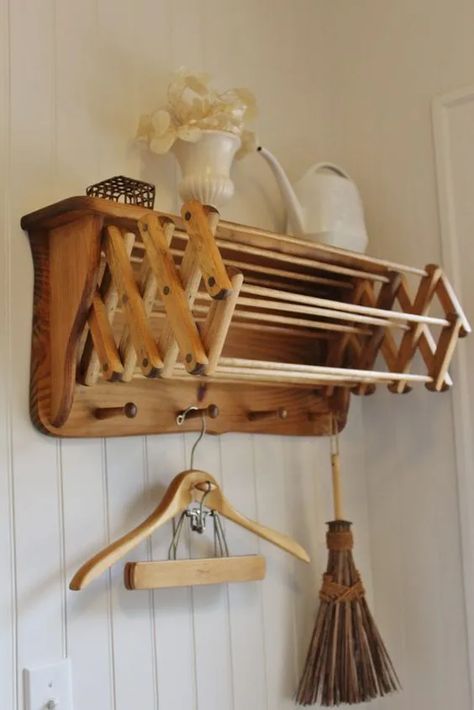 Old Fashion Laundry Room, Homestead Laundry Room, Hooks For Laundry Room, Wallpaper On One Wall In Kitchen, Victorian Laundry Room Ideas, Cottage Utility Room Ideas, Cottagecore Laundry Room Ideas, French Laundry Room Ideas, Tiny Living Room And Dining Room Combo