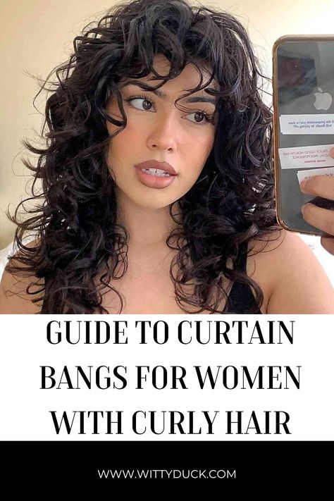 Long Bob With Curtain Bangs Curly Hair, Bangs Haircut For Curly Hair, Curly Hairstyle With Fringe, Curly Bangs Wavy Hair, Fringe For Curly Hair, Curtain Bangs And Layers On Curly Hair, Curtain Bangs Layers Curly Hair, Curly Long Layers With Curtain Bangs, Curly Bangs Medium Hair