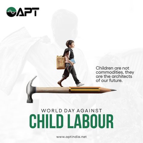 Education Empowers, Childhood Blossoms. APT India stands strong against child labour and believes in protecting their dreams, and giving them wings to soar!  #APT #APTElectronics #APTElectronicsPvtLtd #WorldAgainstChildLabour #ChildLabourDay2023 #AntiChildLabourDay #StopChildLaboure #SayNoToChildLabour #WorldDayAgainstChildLabour #ChildhoodMatters #SaveTheChild #ChildRights #NoMoreChildLabour #ChildrenDeserveBetter #ChildrenNotWorkers Anti Child Labour Day Creative Ads, World Day Against Child Labour Creative, Child Labour Day Creative Ads, Diwali Creative, World Day Against Child Labour, Child Labour, World Days, Education For All, Working Professional