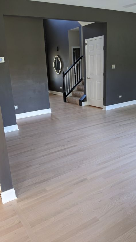 Hardwood To Vinyl Plank Transition, Hard Wood Floor Refinishing Stain Colors, Bona Nordic Seal On Red Oak, Bona Nordic Seal, Red Oak Wood Floors, Floor Transitions, Wood Floor Colors, Refinish Wood Floors, Wood Refinishing