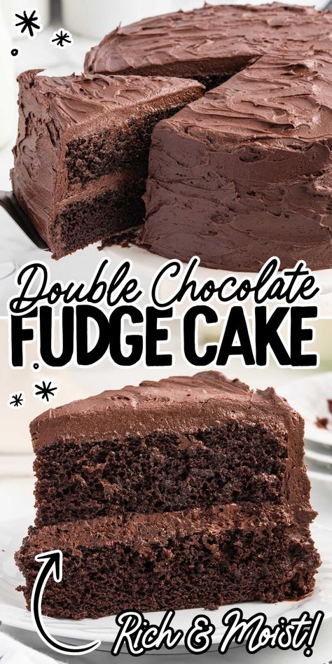 Fudgiest Chocolate Cake, Double Fudge Cake, Fudge Brownie Cake Recipe, Chocolate Fudge Cake Recipe Homemade, Double Chocolate Fudge Cake, Double Fudge Chocolate Cake, Easy Chocolate Fudge Cake Recipe, Boxed Chocolate Cake Recipes, Chocolate Fudge Cake Mix Recipes