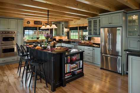 Log Cabin Kitchens, Log Cabin Kitchen, Dapur Rustic, Log Home Kitchen, Log Home Kitchens, Серая Кухня, Log Cabin Interior, Rustic Kitchen Design, Cabin Kitchens