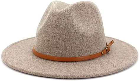 Lisianthus Women Wool Wide Brim Belt Buckle Fedora Hat A Brown Belt A-Oatmeal at Amazon Women’s Clothing store Fall Outfits With Hats, Amazon Outfits, Look Boho Chic, Wool Fedora Hat, Simple Fall Outfits, Women Belt, Fall Hats, Wide Brim Fedora, Wool Fedora