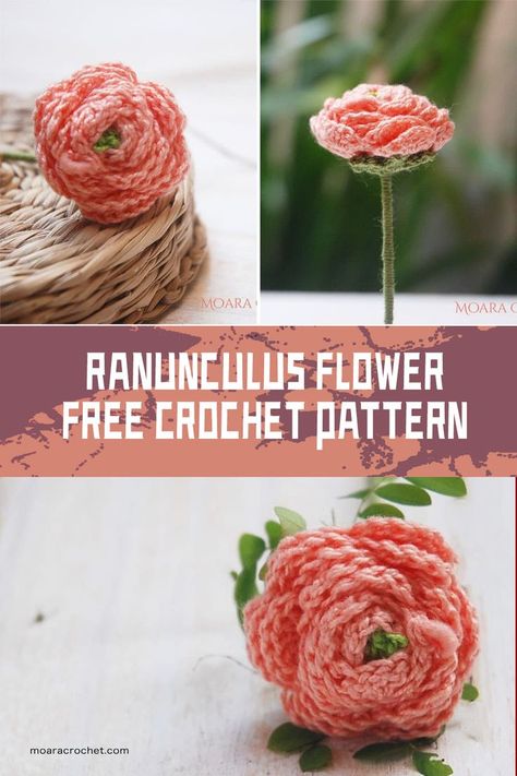 #freecrochetpattern #crochetFlower The finished Ranunculusflower can be used in a variety of ways, including as a decoration on clothing or accessories, as a home decor item, or as a gift for a loved one Flower Crochet Pattern, Ranunculus Flower, Flower Crochet, Ranunculus, Crochet Flowers, Home Decor Items, Free Crochet Pattern, Free Crochet, Crochet Projects